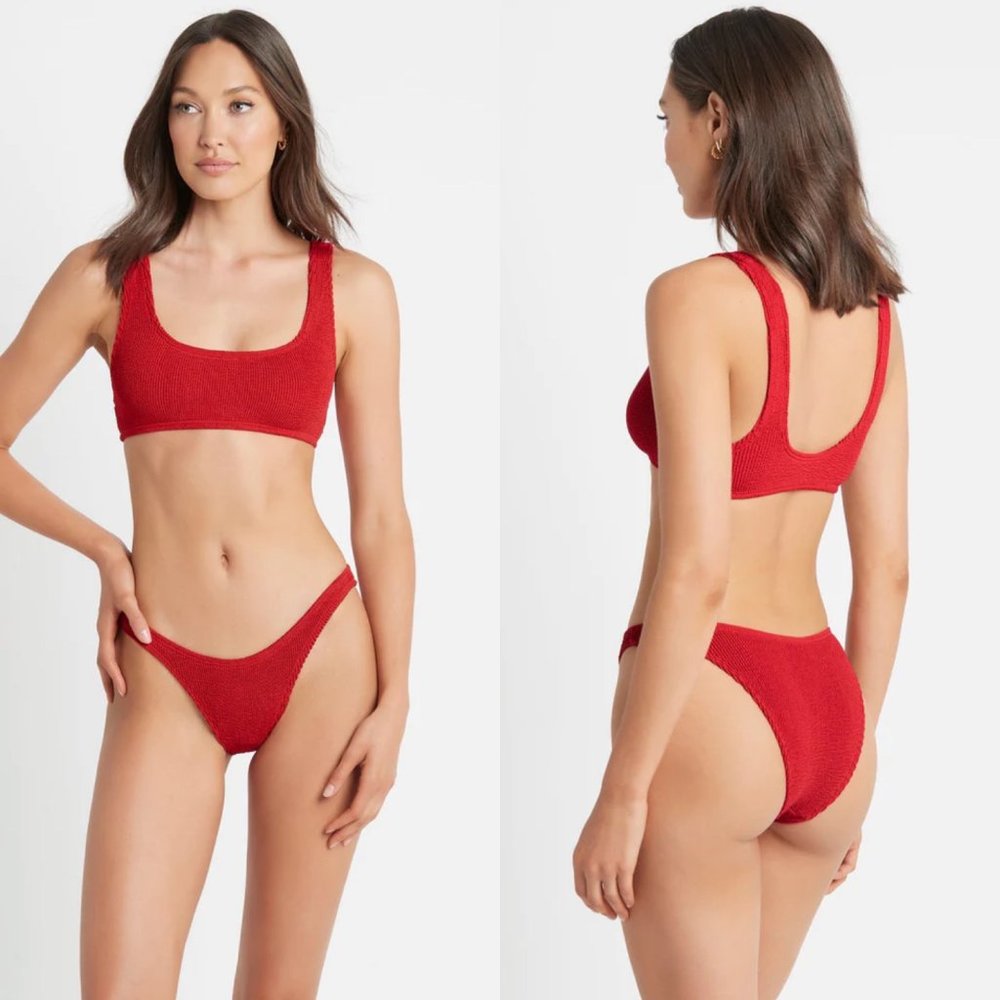 Bound by Bond-Eye MALIBU CROP ECO Bikini Top in Baywatch Red